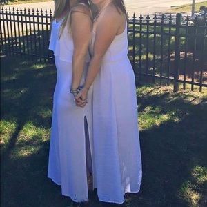 Double Side Slit White Maxi Dress
